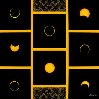 graphic grid collage of annular eclipse phases