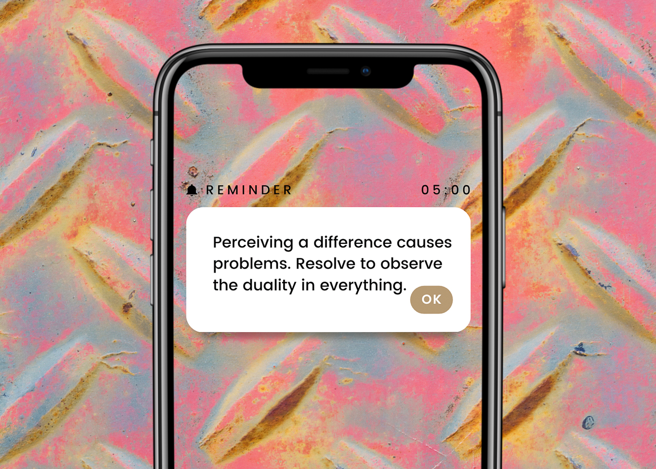 An outline of a cellphone with a quote on the screen about accepting others.