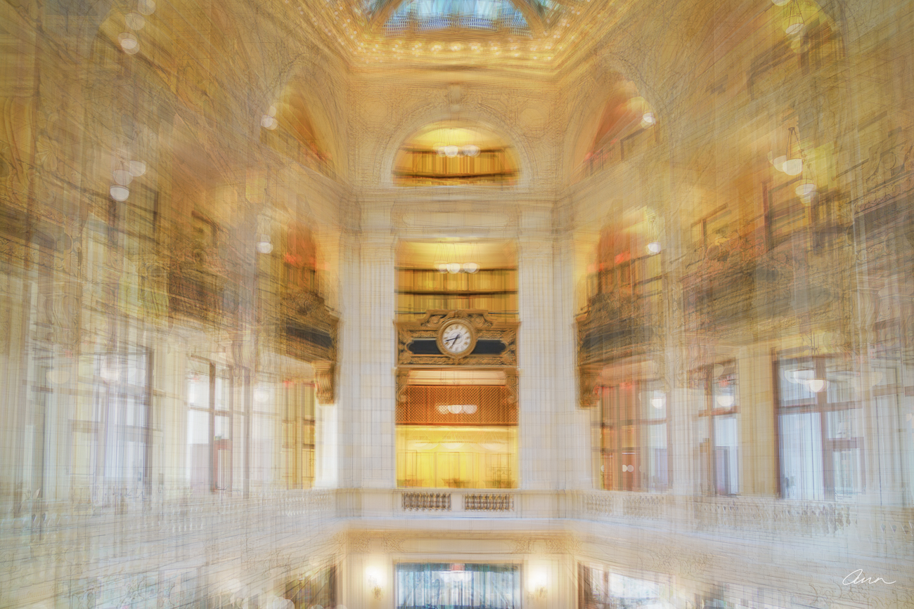 Extravagant turn of century interior lobby from gilded age era